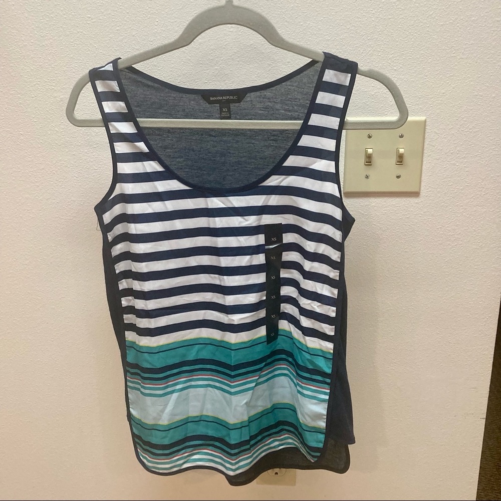 NWOT Banana Republic Striped Sheer Tank Top XS